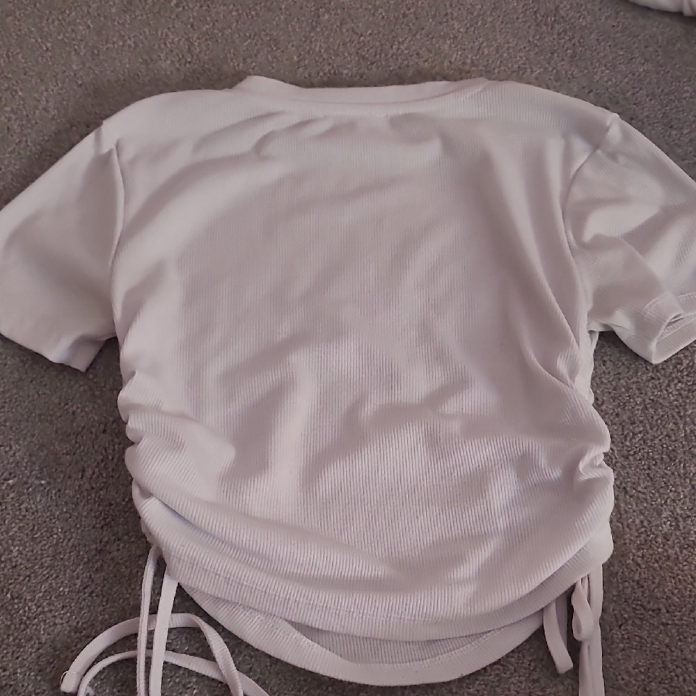 White Ruched Side T-Shirt - Picture 3 of 3